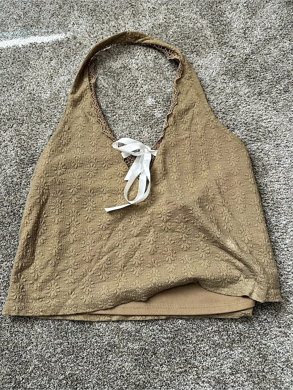 Free People Textured Halter Tank in Brown Size Medium Like New
